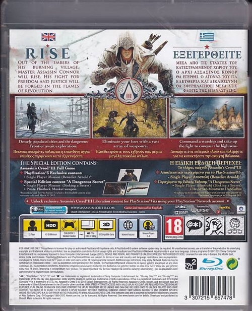 Assassins Creed III Special Edition - PS3 (B Grade) (Genbrug)